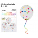 6 ballons confettis multicolores