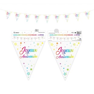 Guirlande fanions anniversaire métallique 6m - Vert