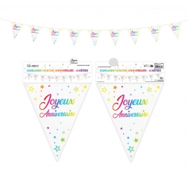 Guirlande fanions anniversaire métallique 6m - Vert