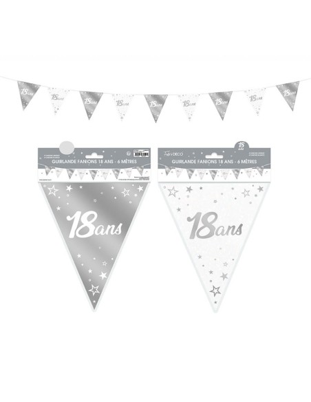 Guirlandes fanions anniversaire métallique 6m - Bleu