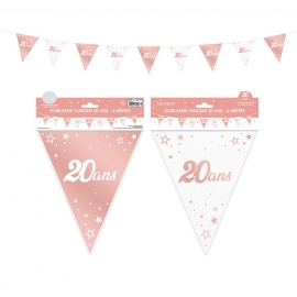 Guirlandes fanions anniversaire métallique rose gold - 18ans