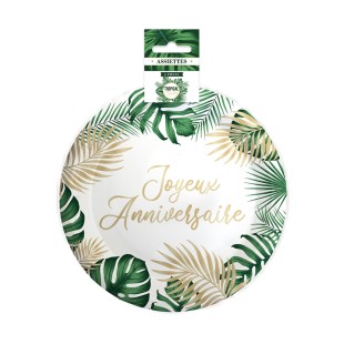 6 assiettes anniversaire tropical 23cm 2