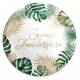 6 assiettes anniversaire tropical 23cm