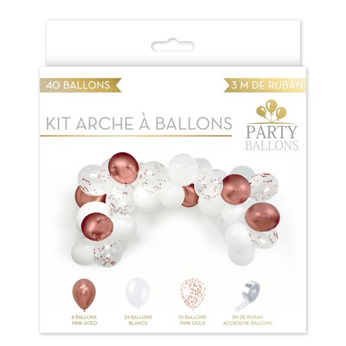 Kit arche à ballons rose doré