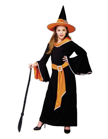 Sorcière noire et orange - Déguisement halloween