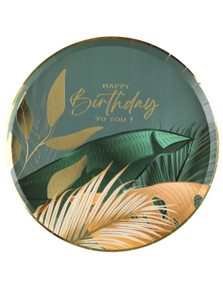 10 Assiettes Joyeux Anniversaire métallisé - Or