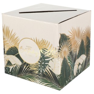 Tirelire Joyeux Anniversaire métallisé - Sauge