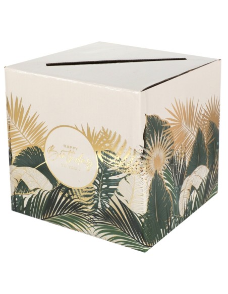 Tirelire Joyeux Anniversaire métallisé - Sauge