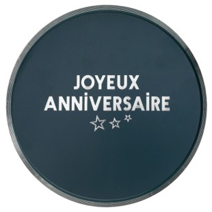 10 Assiettes Joyeux Anniversaire métallisé - Bleu