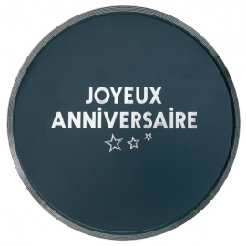 10 Assiettes Joyeux Anniversaire bleu canard