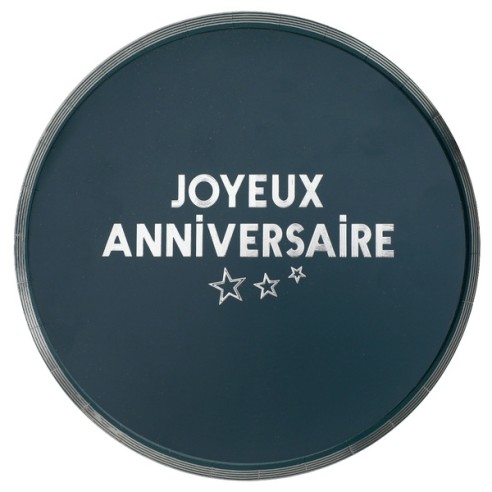 10 Assiettes Joyeux Anniversaire métallisé - Bleu