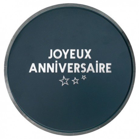 10 Assiettes Joyeux Anniversaire métallisé - Bleu