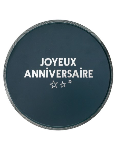 10 Assiettes Joyeux Anniversaire métallisé - Bleu