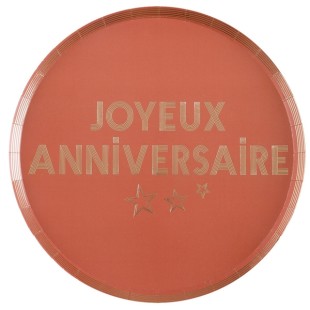 10 Assiettes Joyeux Anniversaire bleu canard