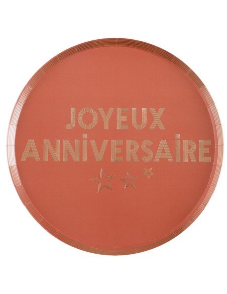 10 Assiettes Joyeux Anniversaire bleu canard
