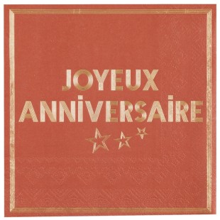 20 serviettes joyeux anniversaire bleu canard