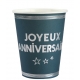 10 Gobelets Joyeux Anniversaire métallisé - Bleu