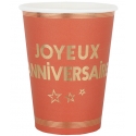 10 Gobelets Joyeux Anniversaire terracotta