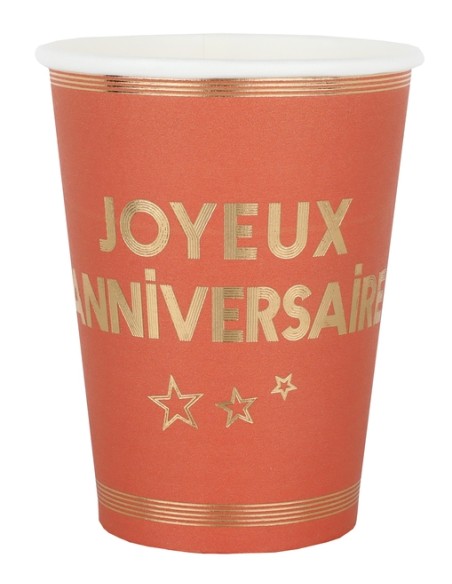 10 Gobelets Joyeux Anniversaire bleu canard