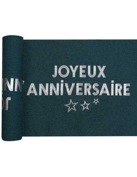 Chemin de table Joyeux Anniversaire métallisé - Bleu