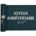 Chemin de table Joyeux Anniversaire bleu canard