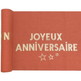 Chemin de table Joyeux Anniversaire terracotta