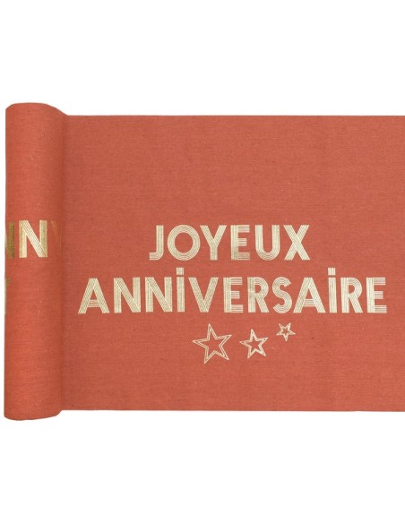 Chemin de table Joyeux Anniversaire bleu canard