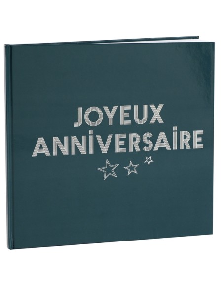 Livre d'or Joyeux Anniversaire métallisé - Bleu
