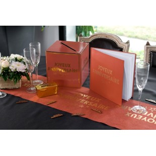 Livre d'or Joyeux Anniversaire métallisé bleu canard 2