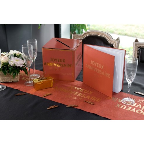 Livre d'or Joyeux Anniversaire métallisé bleu canard