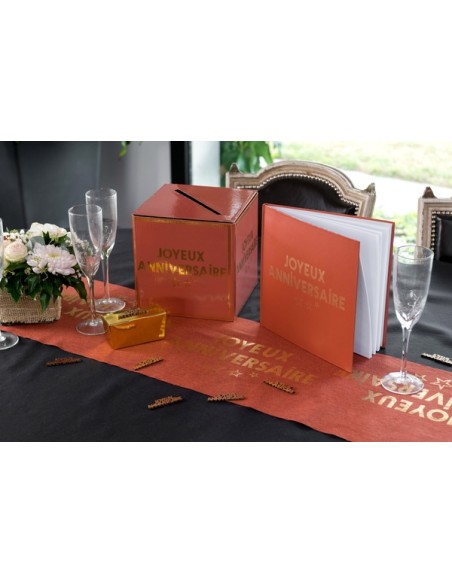 Livre d'or Joyeux Anniversaire métallisé bleu canard