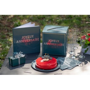 Tirelire Joyeux Anniversaire métallisé - Bleu 2