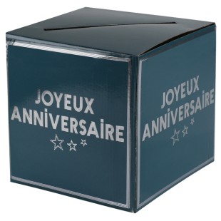 Tirelire Joyeux Anniversaire métallisé - Bleu