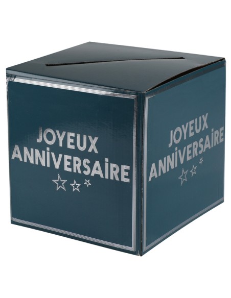 Tirelire Joyeux Anniversaire métallisé - Bleu
