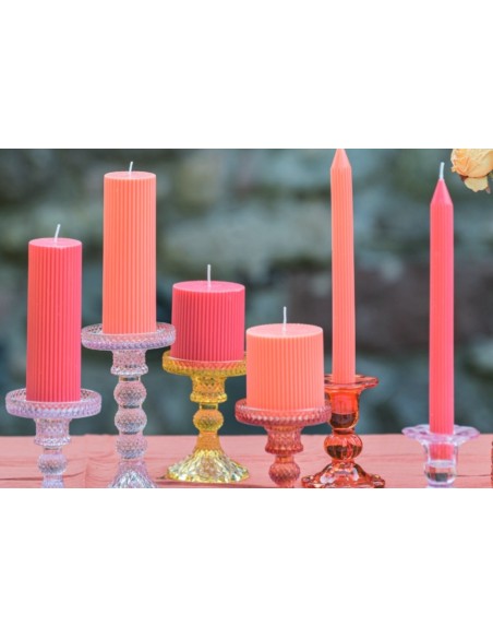 Bougie pilier cannelée rose water