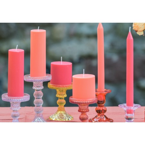 2 bougies flambeau cannelées rose water