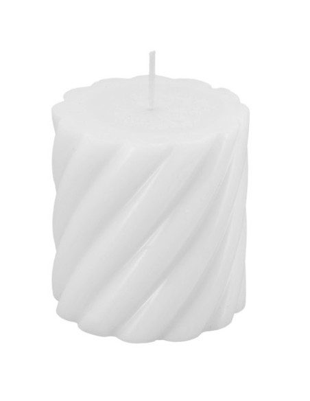 Bougie pilier cannelée blanc