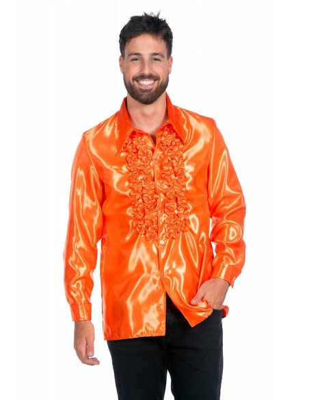 Location chemise disco orange fluo