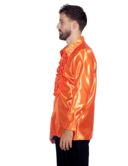 Location chemise disco orange fluo
