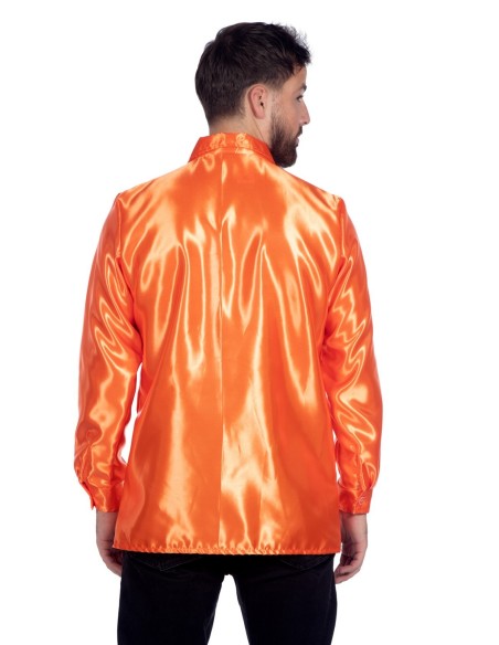 Location chemise disco orange fluo