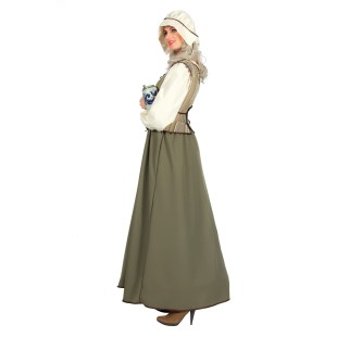 Location costume Femme moyen âge vert 2
