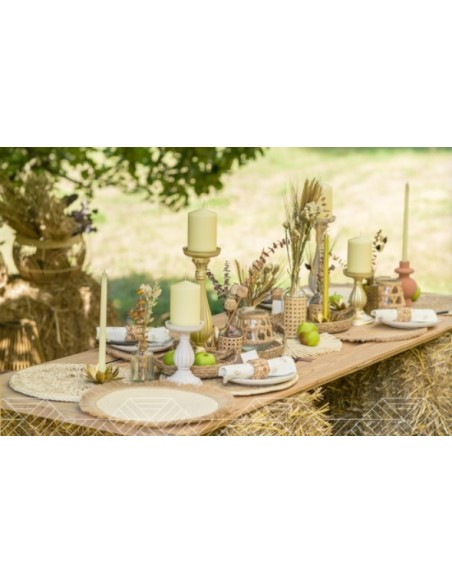 Location Porte bougie bois 33.5cm or