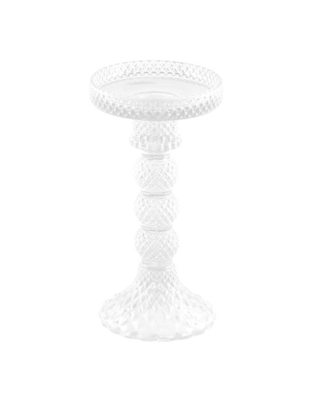 Location Porte bougie verre rose 16.5cm