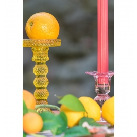 Location Porte bougie verre jaune16.5cm