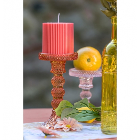 Location Porte bougie verre jaune16.5cm