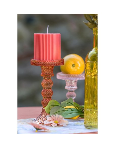 Location Porte bougie verre jaune16.5cm