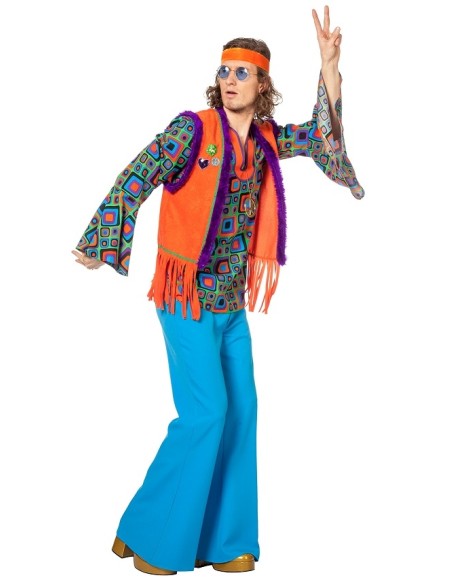 Location costume hippy orange homme