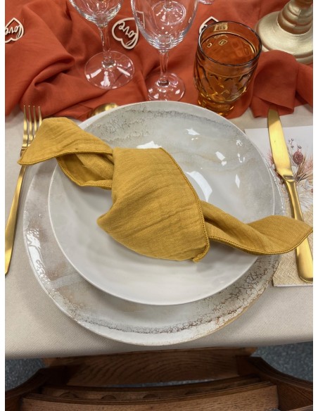 Location serviette de table gaz de coton vert tilleul