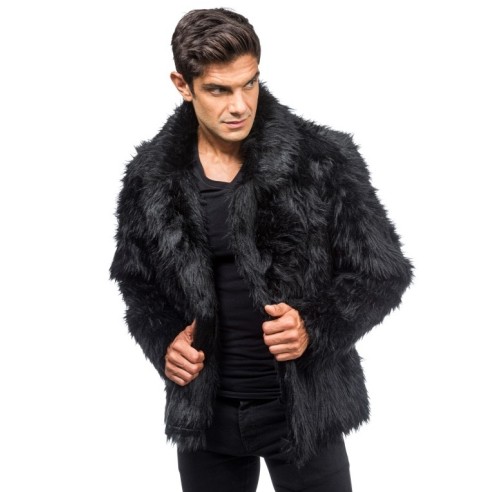 Manteau fausse fourrure noir