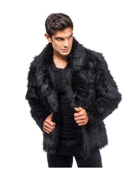 Manteau fausse fourrure noir